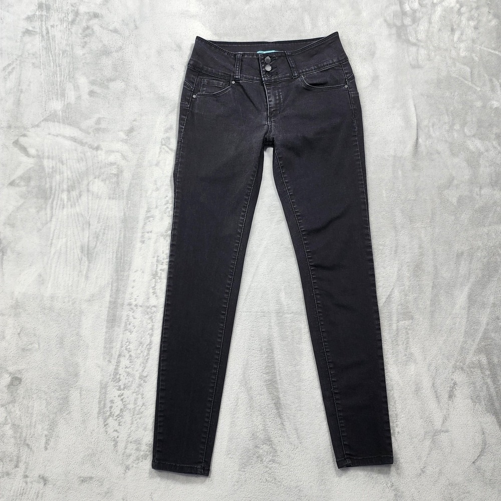 WAX JEAN Jeans Womens 9 Juniors Black Mid Rise Skinny Stretch Dark Wash Denim